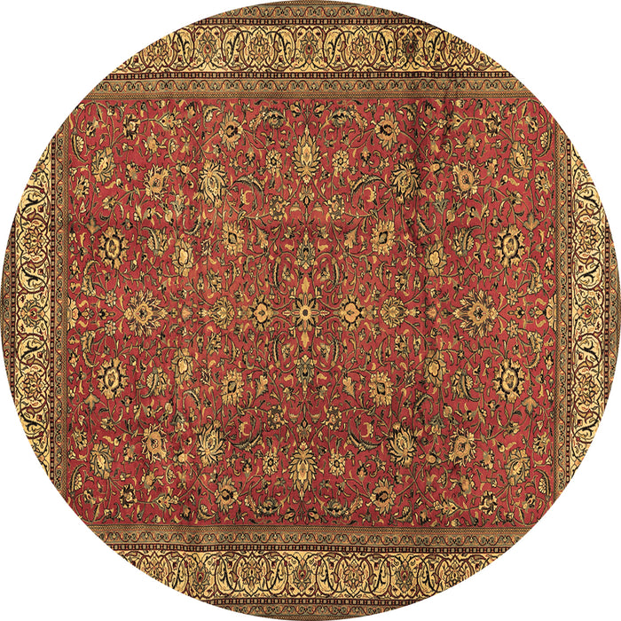 Round Machine Washable Persian Brown Traditional Rug, wshtr2164brn
