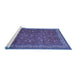 Sideview of Machine Washable Persian Blue Traditional Rug, wshtr2164blu