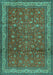 Machine Washable Persian Turquoise Traditional Area Rugs, wshtr2164turq