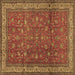 Square Machine Washable Persian Brown Traditional Rug, wshtr2164brn