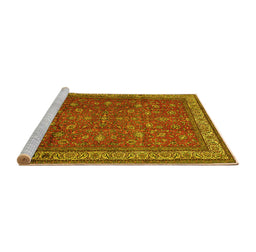Sideview of Machine Washable Persian Yellow Traditional Rug, wshtr2164yw