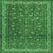 Square Machine Washable Persian Emerald Green Traditional Area Rugs, wshtr2164emgrn