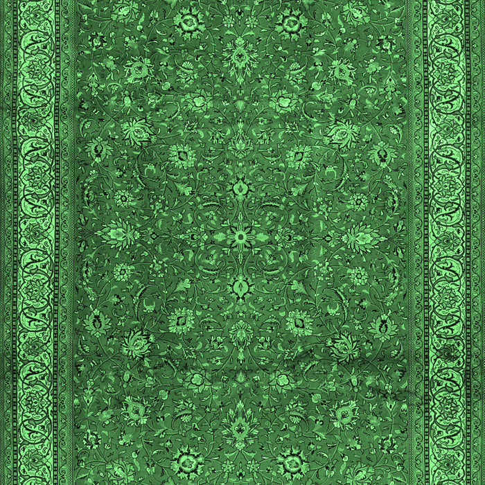 Machine Washable Persian Emerald Green Traditional Area Rugs, wshtr2164emgrn