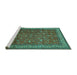 Sideview of Machine Washable Persian Turquoise Traditional Area Rugs, wshtr2164turq