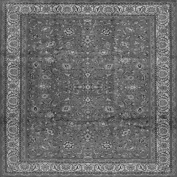 Round Machine Washable Persian Gray Traditional Rug, wshtr2164gry