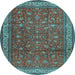 Round Persian Light Blue Traditional Rug, tr2164lblu