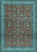 Machine Washable Persian Light Blue Traditional Rug, wshtr2164lblu