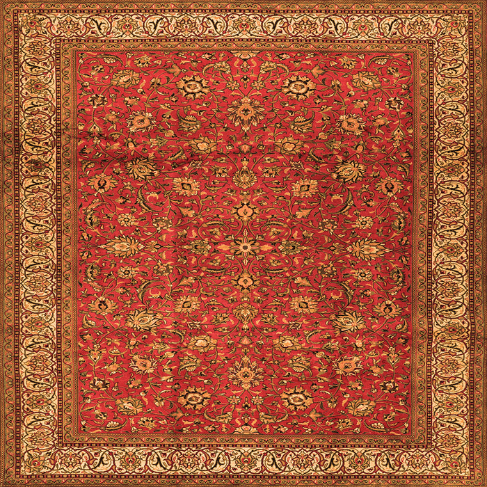Round Machine Washable Persian Orange Traditional Area Rugs, wshtr2164org