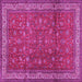 Square Machine Washable Persian Pink Traditional Rug, wshtr2164pnk