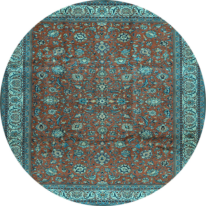 Round Machine Washable Persian Light Blue Traditional Rug, wshtr2164lblu