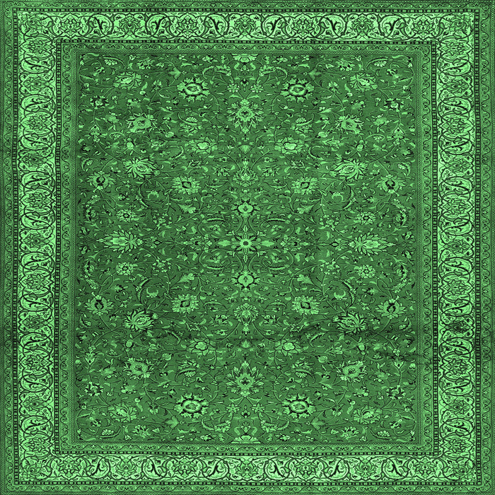 Square Persian Emerald Green Traditional Rug, tr2164emgrn