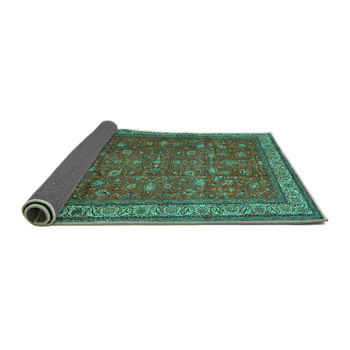 Sideview of Persian Turquoise Traditional Rug, tr2164turq