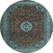 Round Persian Light Blue Traditional Rug, tr2165lblu