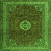 Round Machine Washable Persian Green Traditional Area Rugs, wshtr2165grn