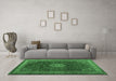 Machine Washable Persian Emerald Green Traditional Area Rugs in a Living Room,, wshtr2165emgrn