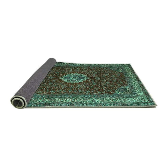 Sideview of Persian Turquoise Traditional Rug, tr2165turq