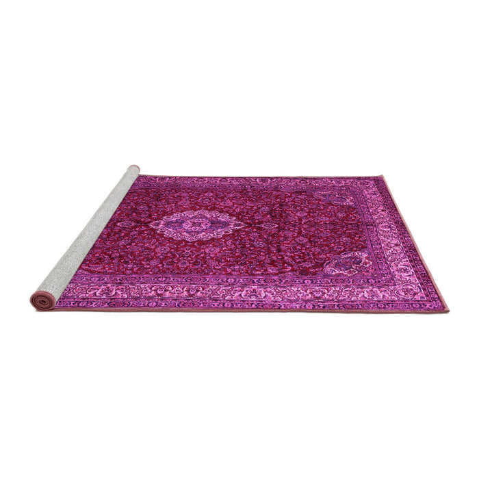 Sideview of Machine Washable Persian Pink Traditional Rug, wshtr2165pnk