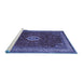 Sideview of Machine Washable Persian Blue Traditional Rug, wshtr2165blu