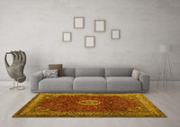 Machine Washable Persian Yellow Traditional Rug, wshtr2165yw