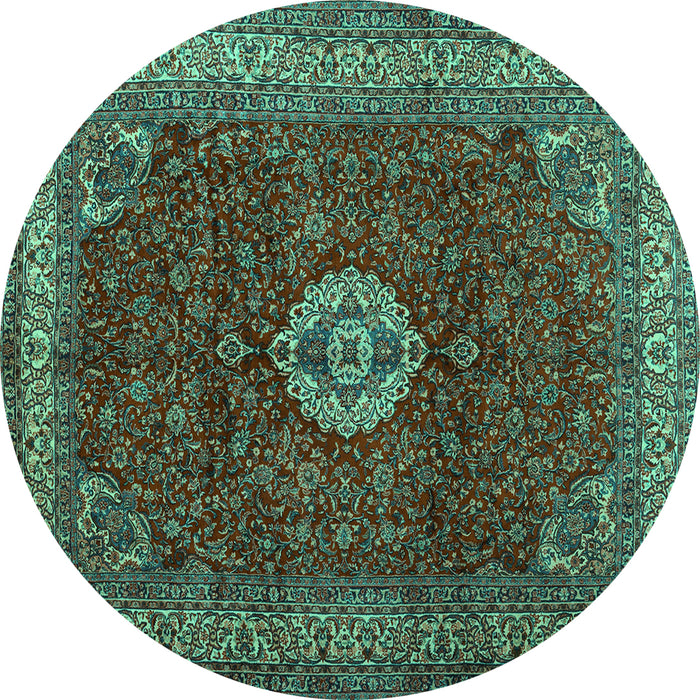 Round Persian Turquoise Traditional Rug, tr2165turq