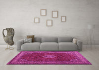 Machine Washable Persian Pink Traditional Rug, wshtr2165pnk