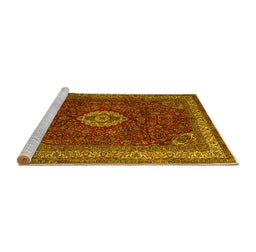 Sideview of Machine Washable Persian Yellow Traditional Rug, wshtr2165yw