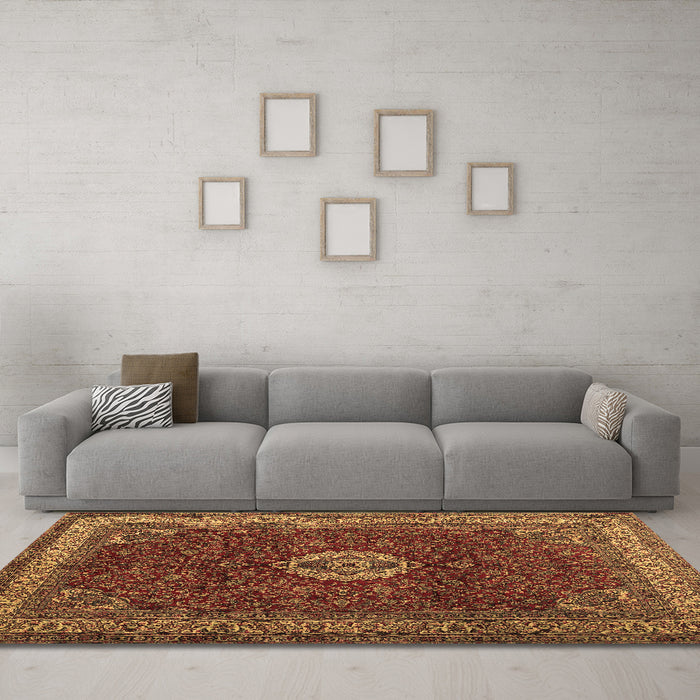 Machine Washable Persian Brown Traditional Rug in a Living Room,, wshtr2165brn