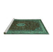 Sideview of Machine Washable Persian Turquoise Traditional Area Rugs, wshtr2165turq