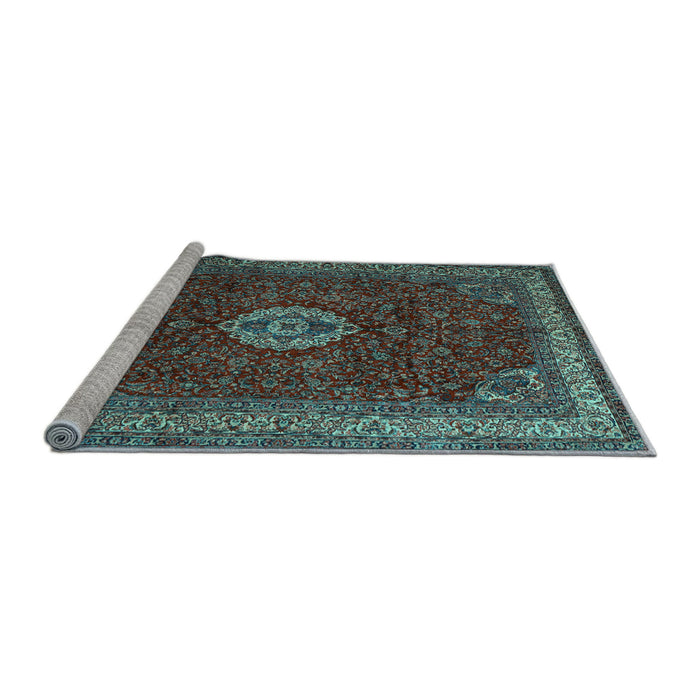 Sideview of Machine Washable Persian Light Blue Traditional Rug, wshtr2165lblu