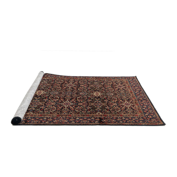 Sideview of Machine Washable Traditional Dark Almond Brown Rug, wshtr2166