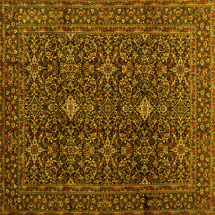 Square Machine Washable Persian Yellow Traditional Rug, wshtr2166yw