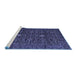 Sideview of Machine Washable Persian Blue Traditional Rug, wshtr2166blu