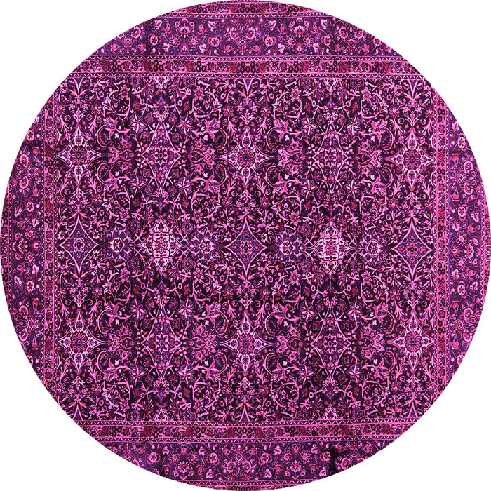 Round Machine Washable Persian Pink Traditional Rug, wshtr2166pnk