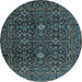 Round Persian Light Blue Traditional Rug, tr2166lblu