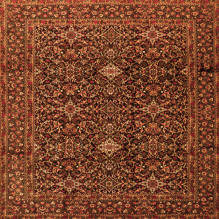 Round Machine Washable Persian Orange Traditional Area Rugs, wshtr2166org