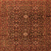 Round Machine Washable Persian Orange Traditional Area Rugs, wshtr2166org