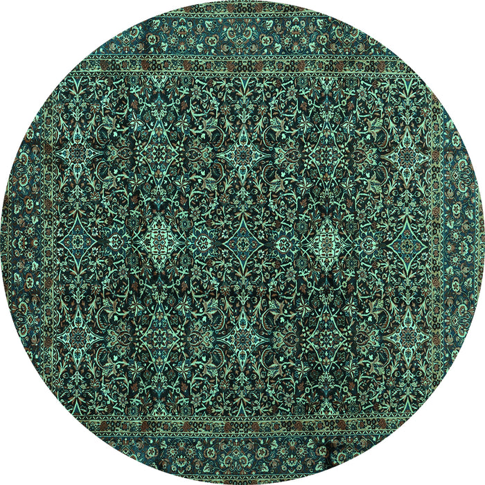 Round Persian Turquoise Traditional Rug, tr2166turq