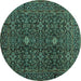 Round Persian Turquoise Traditional Rug, tr2166turq