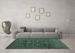 Machine Washable Persian Turquoise Traditional Area Rugs in a Living Room,, wshtr2166turq