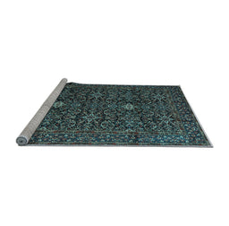 Sideview of Machine Washable Persian Light Blue Traditional Rug, wshtr2166lblu
