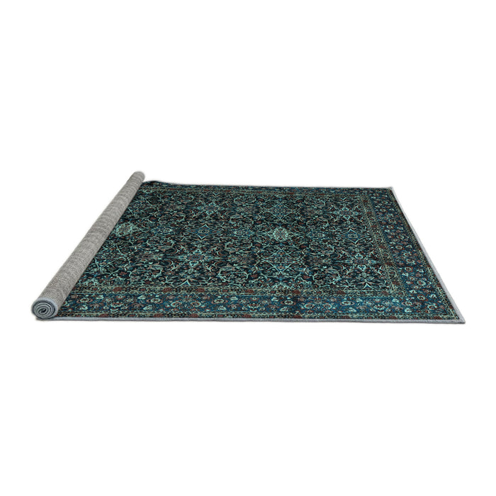 Sideview of Machine Washable Persian Light Blue Traditional Rug, wshtr2166lblu