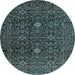 Round Machine Washable Persian Light Blue Traditional Rug, wshtr2166lblu