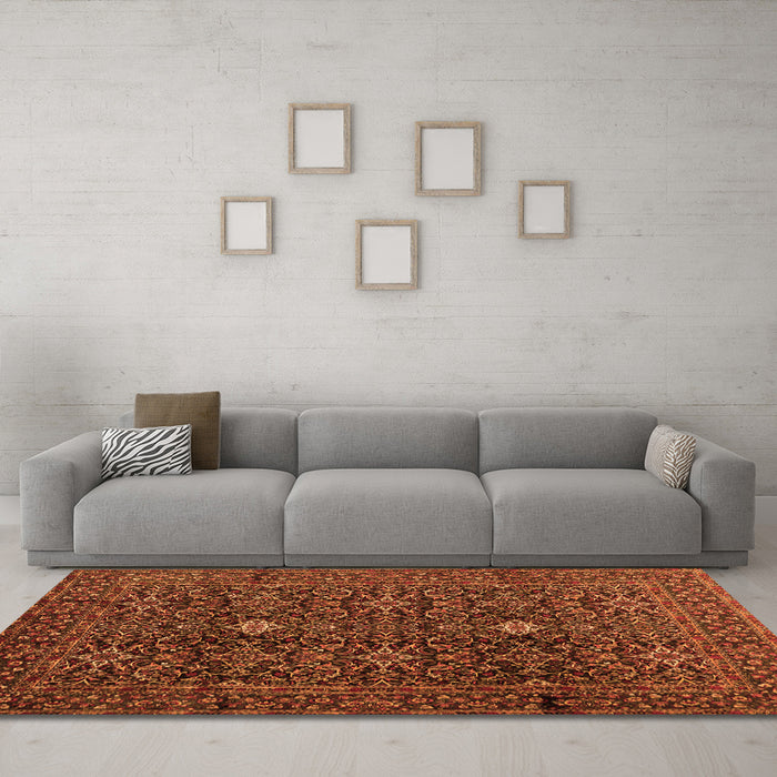 Machine Washable Persian Orange Traditional Area Rugs in a Living Room, wshtr2166org
