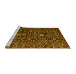 Sideview of Machine Washable Persian Yellow Traditional Rug, wshtr2166yw