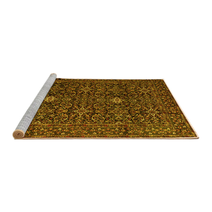 Sideview of Machine Washable Persian Yellow Traditional Rug, wshtr2166yw