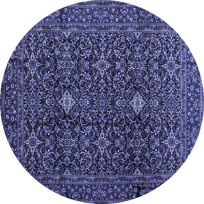 Round Machine Washable Persian Blue Traditional Rug, wshtr2166blu