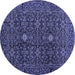 Round Machine Washable Persian Blue Traditional Rug, wshtr2166blu