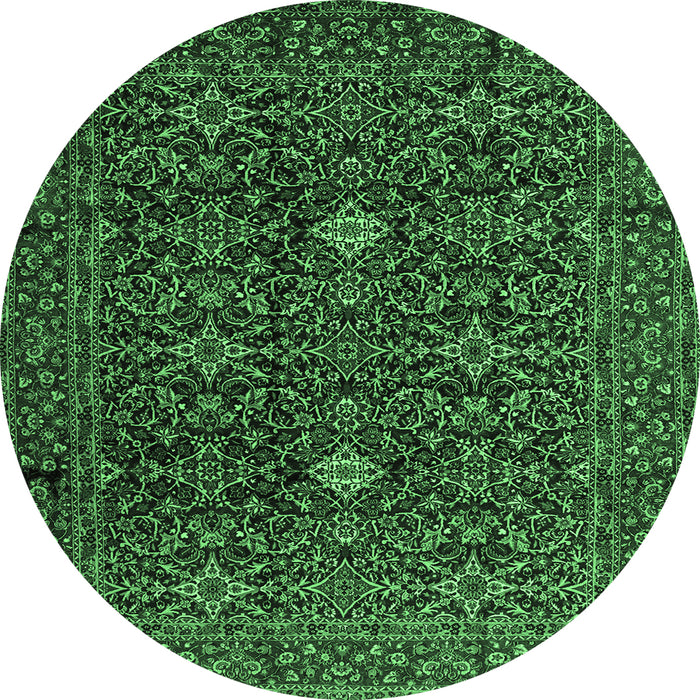 Round Persian Emerald Green Traditional Rug, tr2166emgrn