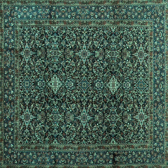 Square Machine Washable Persian Turquoise Traditional Area Rugs, wshtr2166turq