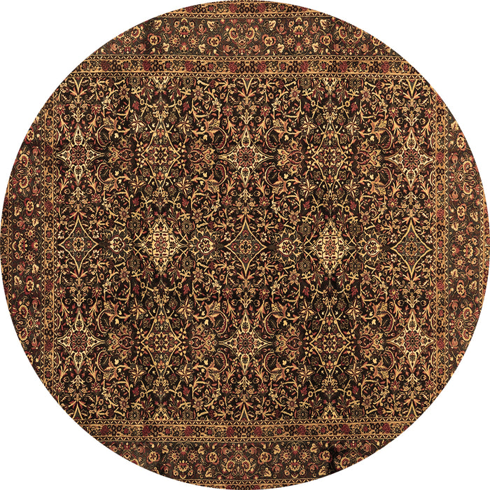 Round Persian Brown Traditional Rug, tr2166brn